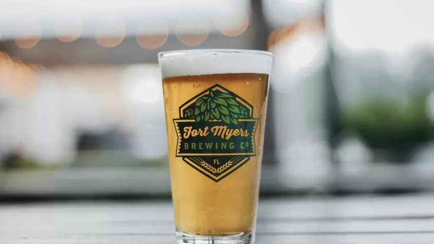 Pint glass of Fort Myers Brewing craft beer