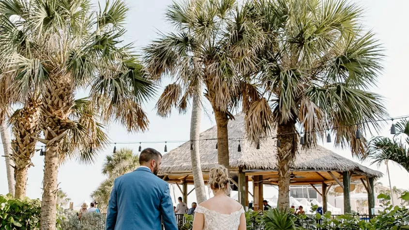 bride and groom heading to reception sundial sanibel
