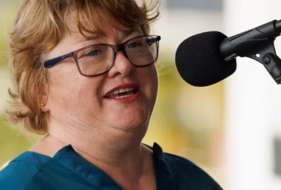 Tamara Pigott speaks at an event